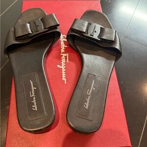 Salvatore Ferragamo Black Bow Sandals